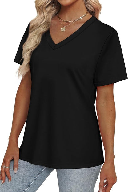 Alaroo Womens Summer Tops 2026 V Neck Short Sleeve Shirts Trendy Dressy Casual Vacation Outfits Printed