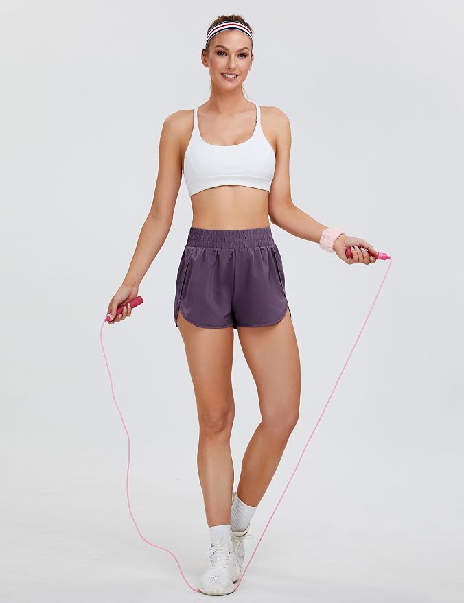 Blooming Jelly Women's Quick-Dry Running Shorts Workout Sport Layer Active Shorts with Pockets 1.75"