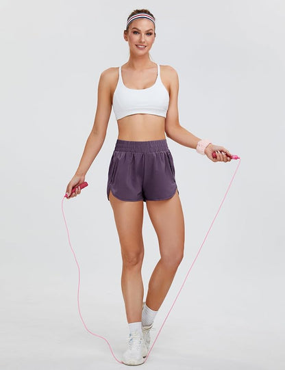 Blooming Jelly Women's Quick-Dry Running Shorts Workout Sport Layer Active Shorts with Pockets 1.75"