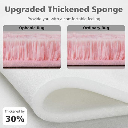 Ophanie 4x6 Pink Rugs for Bedroom Girls, Machine Washable Fluffy Shaggy Soft Cute Area Rug, Non-Slip Indoor Floor Carpet for Living Room, Kids Baby Teen Dorm Home Decor Aesthetic, Nursery
