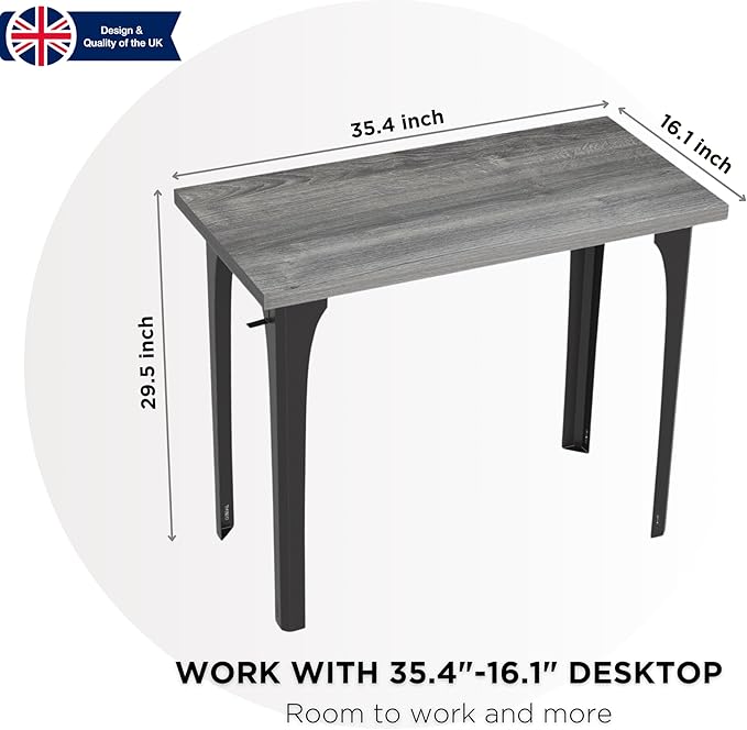 Home Office Computer Desk 35.4 inch gaming Desk, Modern and Minimalist home office desk, Home Office Desks, Study Desk, Craft table Black Metal Designed Frame, Gray Oak Board Color.