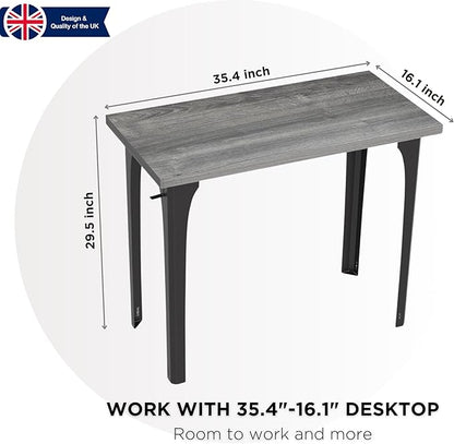 Home Office Computer Desk 35.4 inch gaming Desk, Modern and Minimalist home office desk, Home Office Desks, Study Desk, Craft table Black Metal Designed Frame, Gray Oak Board Color.