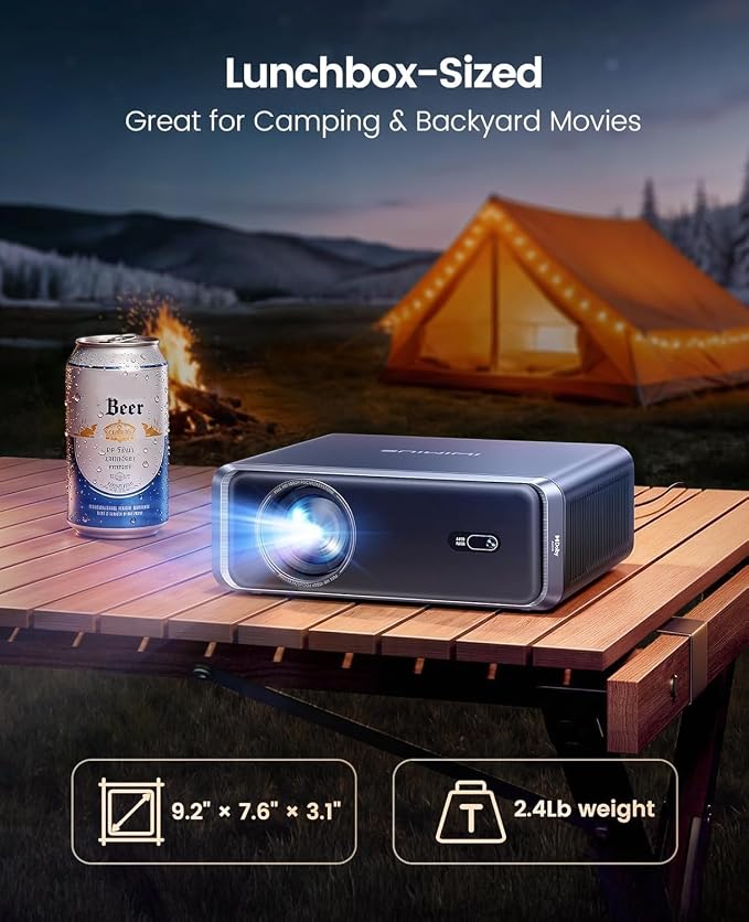 [Built-in Official App/4K Support/Compact]Smart-Projector with WiFi6 and Bluetooth, Outdoor Movie Projector & DoIby , Compatible with YouTube/PrimeVideo, AI Auto Focus, Portable Home Proyector