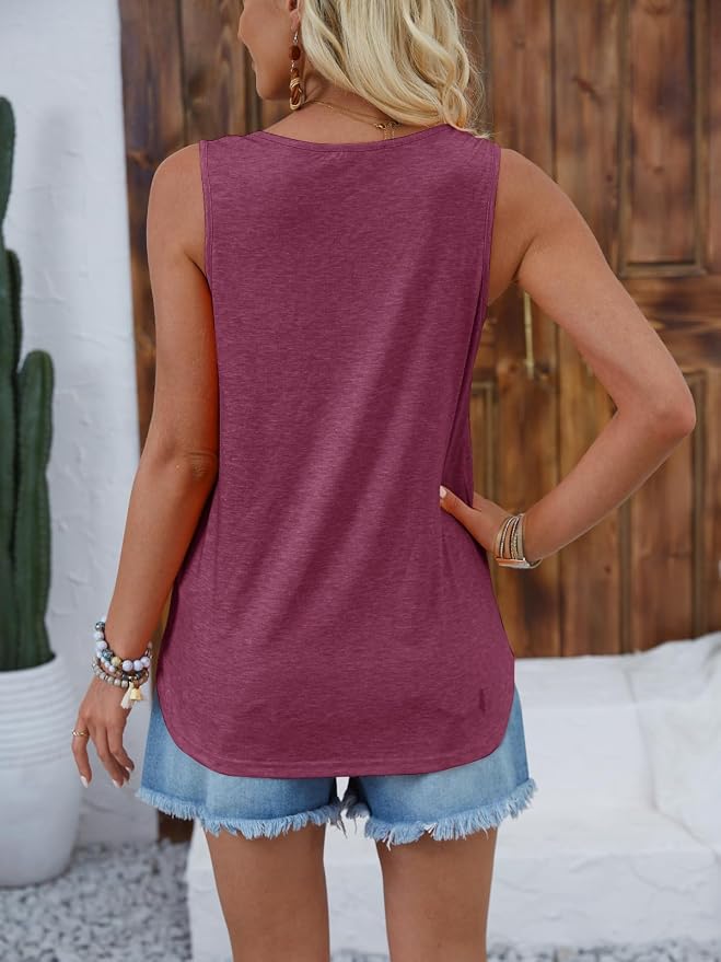 Halife Womens Half Zip V Neck Tank Tops Summer Sleeveless Shirts Casual Loose Top Blouses T Shirts