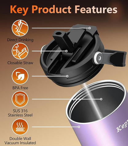 Kepwam Heated Coffee Mug Rechargeable T3, 20oz Self-Heating Travel Mug for Coffee with 1℉ Precise Temperature Control & App, Portable Cup Warmer for Outdoor & Car (Fits Cup Holders)