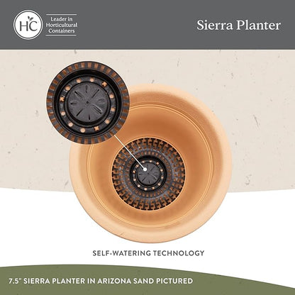 The HC Companies Sierra Round Self-Watering Pot - Lightweight Plastic Planter for Herbs & More - Durable Plant Pots for Indoor Plants & Outdoor Plants (16” Rustic Redstone, Pack of 1)
