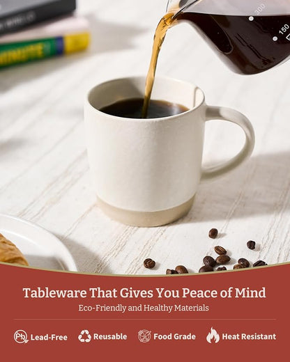 famiware Coffee Mugs Set of 4, Milkyway 13 oz Mug Set, Ceramic Cup Set with Handle for Coffee, Tea, Cocoa, Milk, Matte White (Pack of 2)