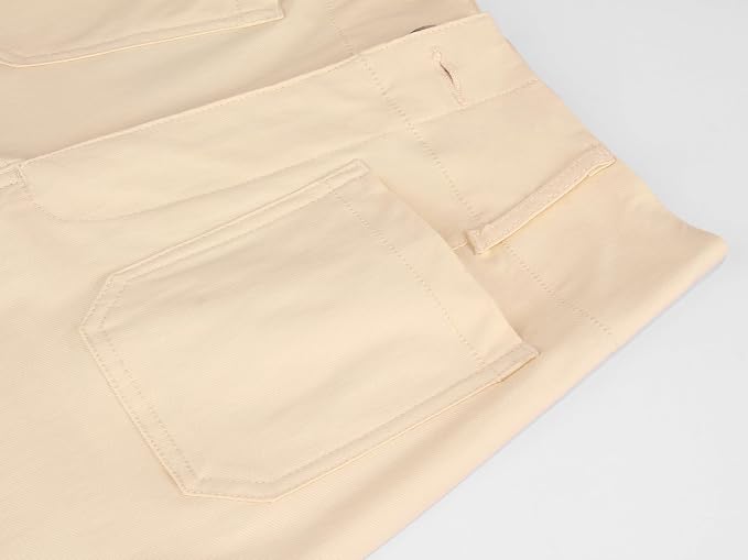 miduo Womens High Waisted Cropped Wide Leg Stretchy Straight Pants Trousers with Pockets