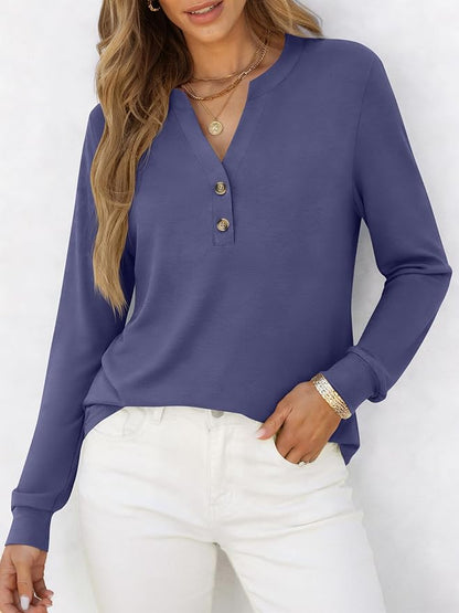 ANRABESS Women's Long Sleeve Shirts 2026 Spring Fashion Dressy Casual Tops Trendy Henley Blouses Cute Work Outfits Clothes