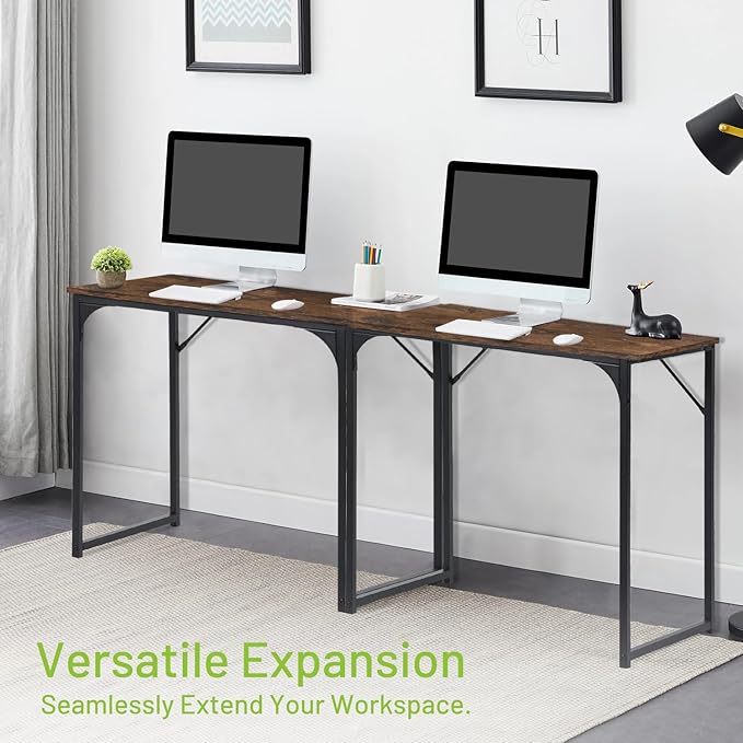 FurnitureR 31.5" Home Office Table Simple Style Computer Desk Laptop PC Writing Table Sturdy Metal Frames for Study Room, Rustic Brown