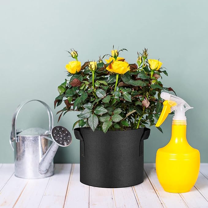 12-Pack 5 Gallon Thickened Non-Woven Grow Bags, Aeration Fabric Pots with Handles