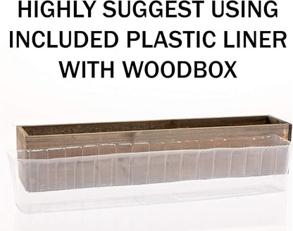 20" Rectangular Rustic Wood Planter with Handle and Plastic Liner l Rustic Barn Wood l Country Style, Home and Wedding Decorations, Garden Ornaments (20x4 w Handle Set of 2, Natural)