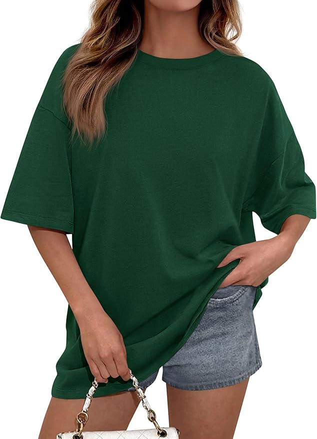 PRETTYGARDEN Womens 2026 Spring Going Out Tops Casual Short Sleeve Crewneck Loose Fit Basic Oversized T Shirts Summer Outfits