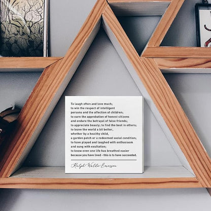 Home Office Desk Wooden Box Sign Decor, To Laugh Often and Much, Inspirational Book Quotes Desk Decor Motivational Literary Desk Decorations for Women Men Student Office Classroom School