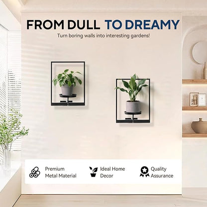 4 Pack Black Metal Indoor Window Plant Shelves Hanging Plant Shelves Picture Frame Outdoor Plant Rack for Indoor Outdoor,Decoration Racks for Home Decor Wall