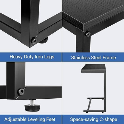 YSSOA Shelving Unit Hardwood Surface, Sofa-End Snack Desk, 21.75 Inch, Black-Thickened