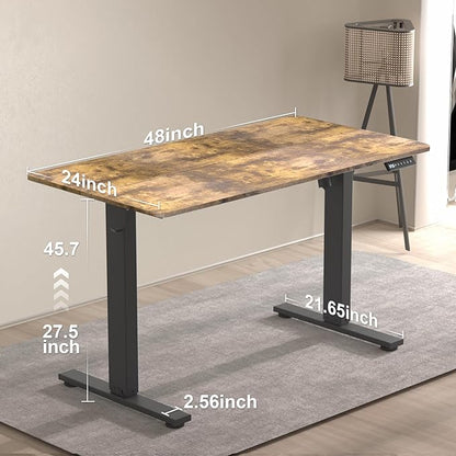 48 * 24 Inches Electric Standing Desk, Adjustable Height Sit Stand Up Desk with 3 Memory Presets, Motorized Home Office Computer Gaming Workstation Desk, Rustic Brown