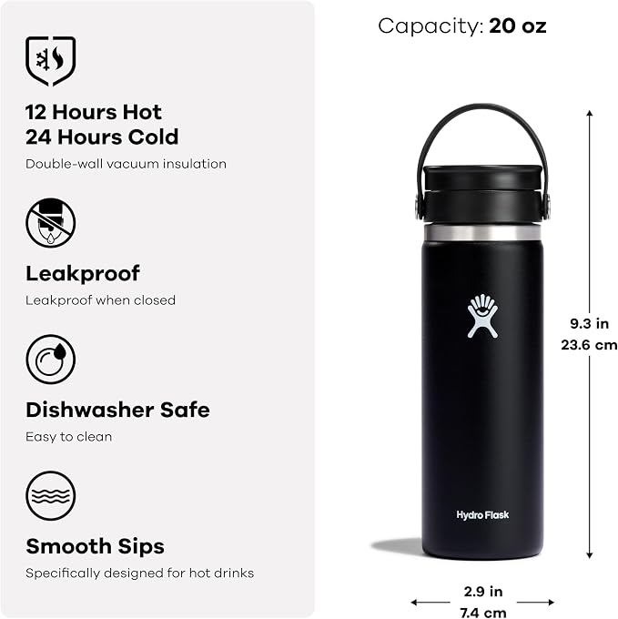Hydro Flask Flex Sip Coffee Tumbler – Insulated Stainless Steel, Non Spill, Leak Proof Travel Cup 20 Oz Mermaid Green