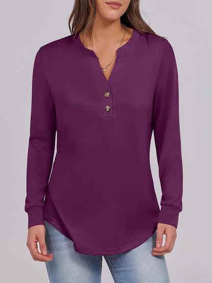 ANRABESS Women's Long Sleeve Shirts 2026 Spring Fashion Dressy Casual Tops Trendy Henley Blouses Cute Work Outfits Clothes