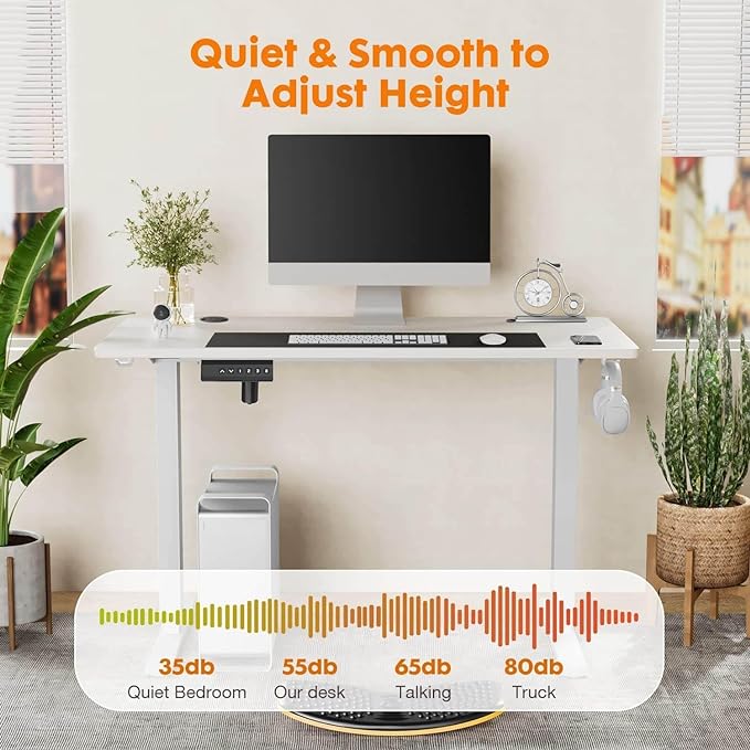 NicBex Home Office Desk 55" x 23" Electric Height Adjustable Standing Desk Computer Desk Office Desk, Sit to Stand Ergonomic Computer Desk Adjustable Desk, White
