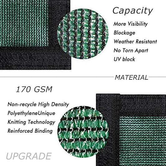 UPGRADE Privacy Fence Screen 5'x59' Dark Green Outdoor 90% Visibility Blockage 170 GSM Mesh Shade Cover Panels for Backyard,Balcony,Home Decoration with Zip Ties,Customized Avaliable