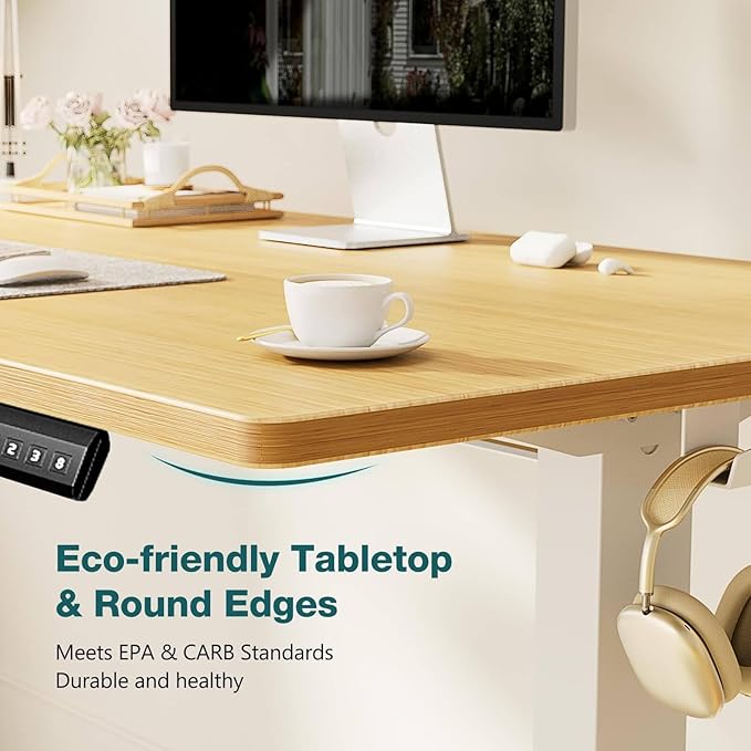 NicBex Home Office Height Adjustable Electric Height Adjustable Standing Desk Sit to Stand Ergonomic Computer Desk Adjustable Height Stand Up Desk for Home Office, Yellow