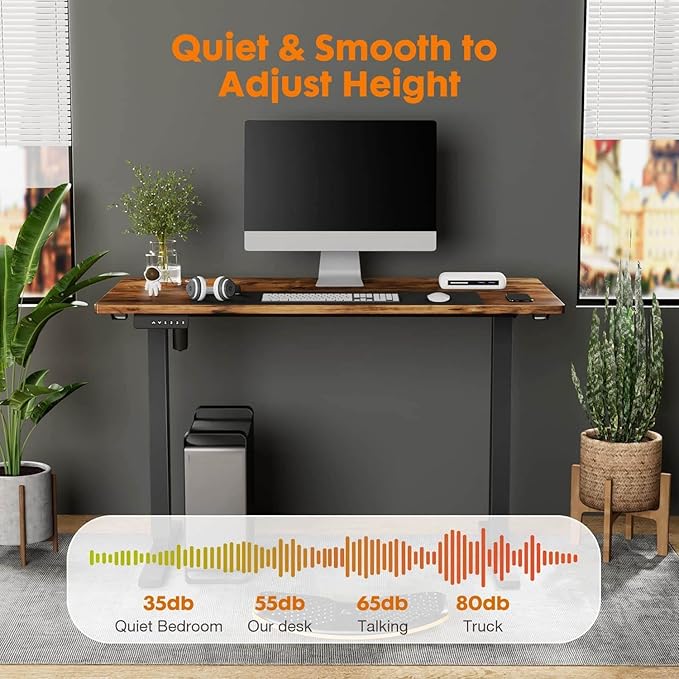 NicBex Home Office Desk 55" x 23" Electric Height Adjustable Standing Desk Computer Desk Office Desk, Sit to Stand Ergonomic Computer Desk Adjustable Desk, Brown