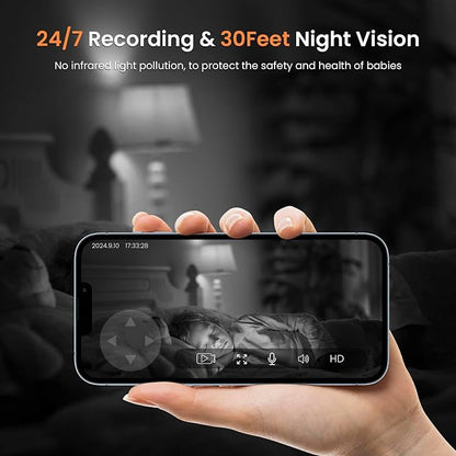 AMOROM Home Camera, Baby/Elderly/Dog/Cat Camera | AI Smart Detection & Alarm, 2-way Talk, Night Vision, 2.4G WiFi App Control, Cloud & SD Card Storage, Alexa Assistant, 1 Pack