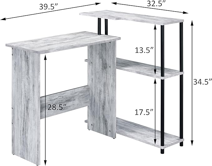 NicBex Kimberly-DW-00208-LWJ Home Office Desks, 39.5"x32.5"x34.5", Black + Grey