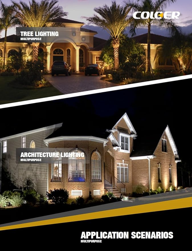 COLOER Die-cast Brass Landscape Spot Lights Outdoor with 5W Aluminum Housing LED MR16 Bulb 2700K 450LM, 12V AC/DC Low Voltage LED Landscape Lighting, Outdoor Directional Up Light(103B, 1-Pack)