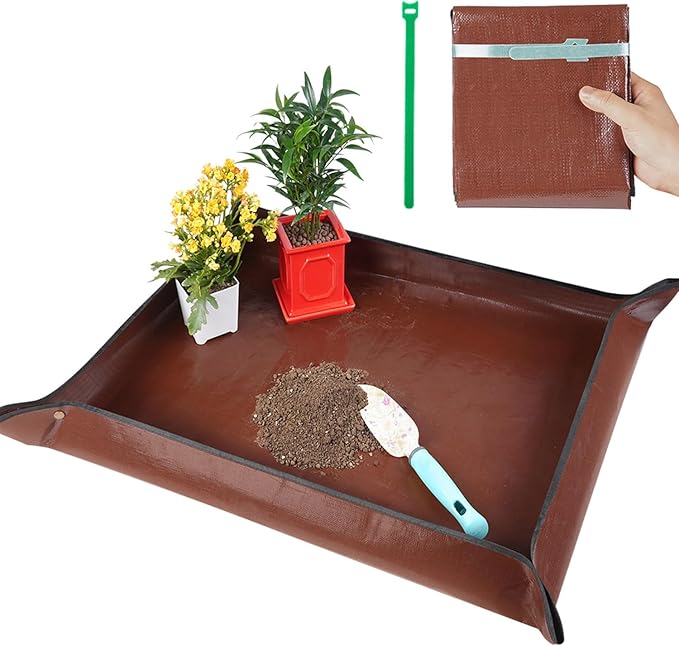 39.5" X 31.5" Large Repotting Mat for Indoor Plants Transplanting and Dirt Control - Portable Potting Tray for Plant Lovers Gardening Gifts for Women Men