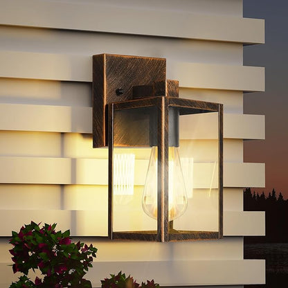 WIHTU Outdoor Lights for House, LED Exterior Front Porch Light Fixtures for Outside, Waterproof Wall Light Outdoor, Sconce Lights for Patio, Garage, Doorway, Entryway (Black Brush Gold)