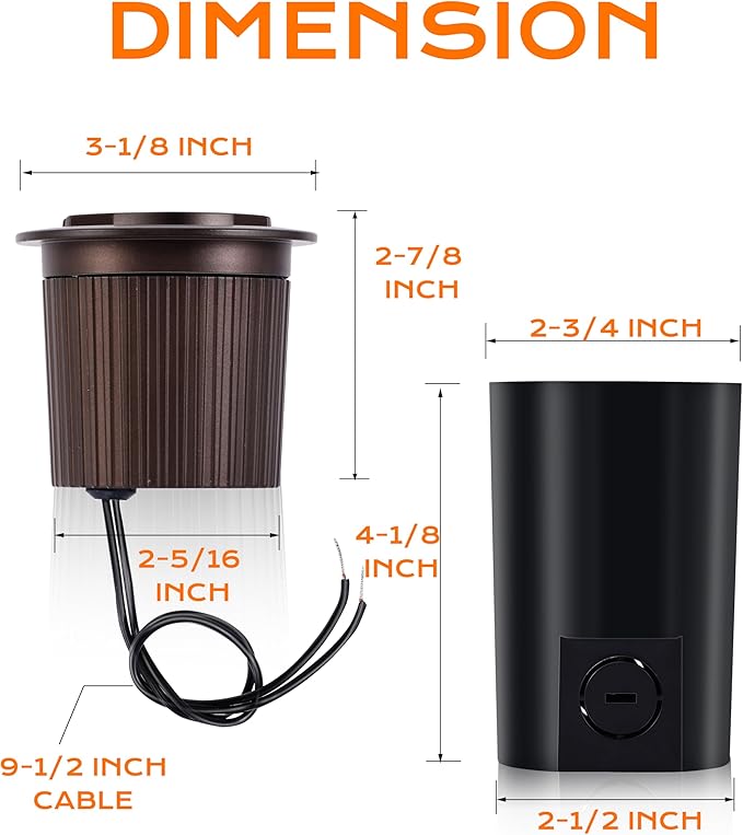 [6 Pack]CLOUDY BAY 9W Low Voltage Landscape Lights,LED Well Lights,Grated Top,12V-24V Waterproof Outdoor,2700K/3000K/3500K/4000K/5000K In Ground Lights for Fence Pathway Deck,Bronze