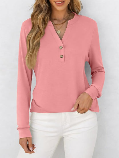 ANRABESS Women's Long Sleeve Shirts 2026 Spring Fashion Dressy Casual Tops Trendy Henley Blouses Cute Work Outfits Clothes