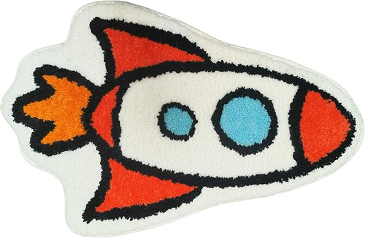 Bedroom or Bathroom Rug for kids - 24x16 in; 100% Soft Microfiber Kids Bathroom Mat; Decorative Kids Area Rug, for Boys Girls Kids, 18x24 Inches (Rocket)