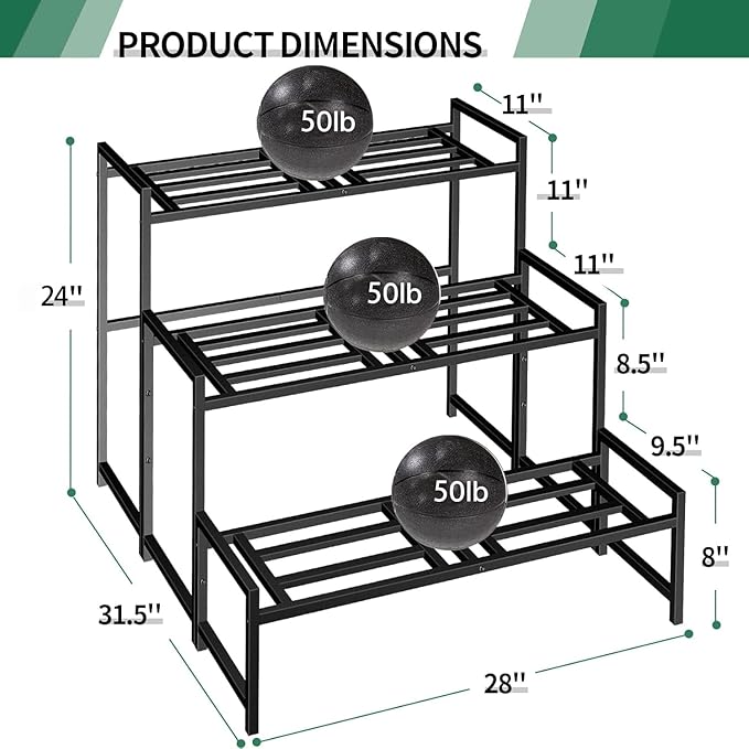 Plant Stand Indoor Outdoor, 3-Tier Wrought Iron Plant Stands, Stackable Metal Plant Shelf Decorative Outdoor Flower Stand Heavy Duty Pedestal Stands for Garden Deck Living Room, Black