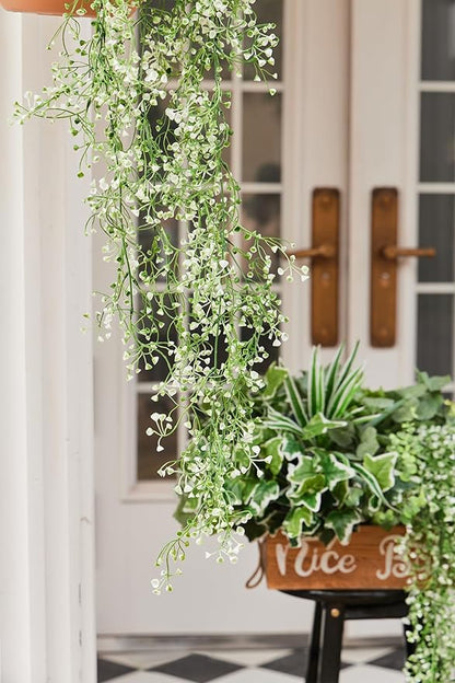 19Pcs Outdoor Artificial Boxwood UV Resistant Fake Stems Plants, Faux Plastic Greenery for Indoor Outside Hanging Plants Garden Porch Window Box Home Wedding Farmhouse Décor