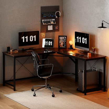 soges L Shaped Office Desk, L Desk Computer Corner Desk, 59 x 59 inches Large L Shaped Desk for Home Office, Sturdy Writing Desk Writing Workstation Gaming Table
