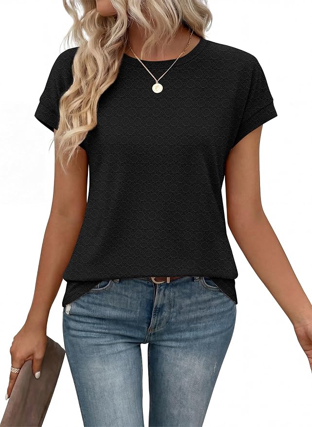 Alaroo Womens Summer Tops Short Sleeve Shirts Crew Neck Tshirt Cute Trendy Tunic Blouses (S-3XL)