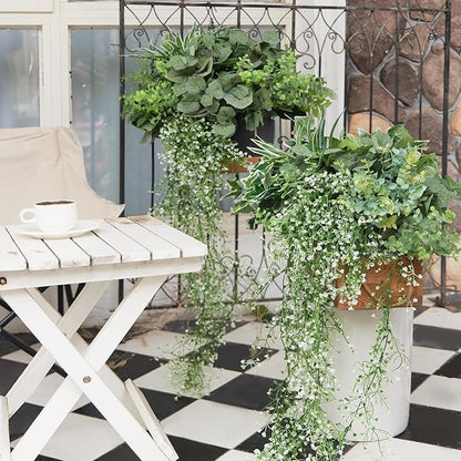19Pcs Outdoor Artificial Boxwood UV Resistant Fake Stems Plants, Faux Plastic Greenery for Indoor Outside Hanging Plants Garden Porch Window Box Home Wedding Farmhouse Décor