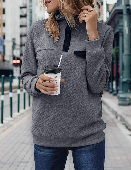BTFBM Women Fashion Quilted Pattern Lightweight Zipper Long Sleeve Plain Casual Ladies Sweatshirts Pullovers Shirts Tops