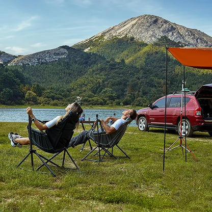 TIMBER RIDGE Hammock Camping Chair with Adjustable Backrest, Heavy Duty Folding Hammock Chair Supports 300lbs, Portable Hammock Chair for Camping, Travelling and Patio, Grey 2 Pack