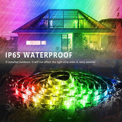 398ft (2*199ft) Outdoor Led Strip Lights Waterproof, Ip68 Outside Led Light Strip Waterproof with Remote and App Control, Exterior Led Rope Lights Music Syne RGB Strip Lights for Party Decor