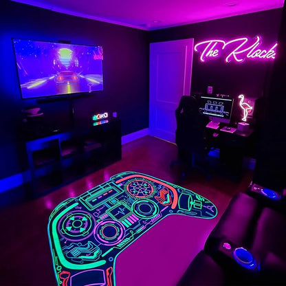 Gaming Rug for Boys Room Decor, Gamer Rugs Glow in The Blacklight Video Game Carpet Teens Playroom Non-Slip Area Rug Game Bedroom Floor Casual Mat (60"x39")