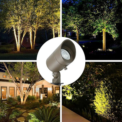 Lumina Lighting® 4W Landscape Lighting 12V Landscape Lights Low Voltage Landscape Spotlights Warm White Waterproof Outdoor Replaceable LED Bulb for Garden, Lawn, Porch, Patio and Yard(Bronze, 2-Pack)