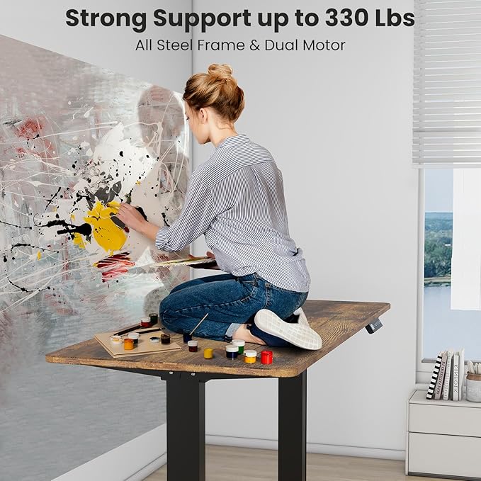 Dual Motor Standing Desk Frame- Heavy Duty Electric Desk Legs, Adjustable Desk Base, Sit Stand Up Desk Frame with Memory Controller for 43''-70'' Desktop, Home & Office DIY Workstation