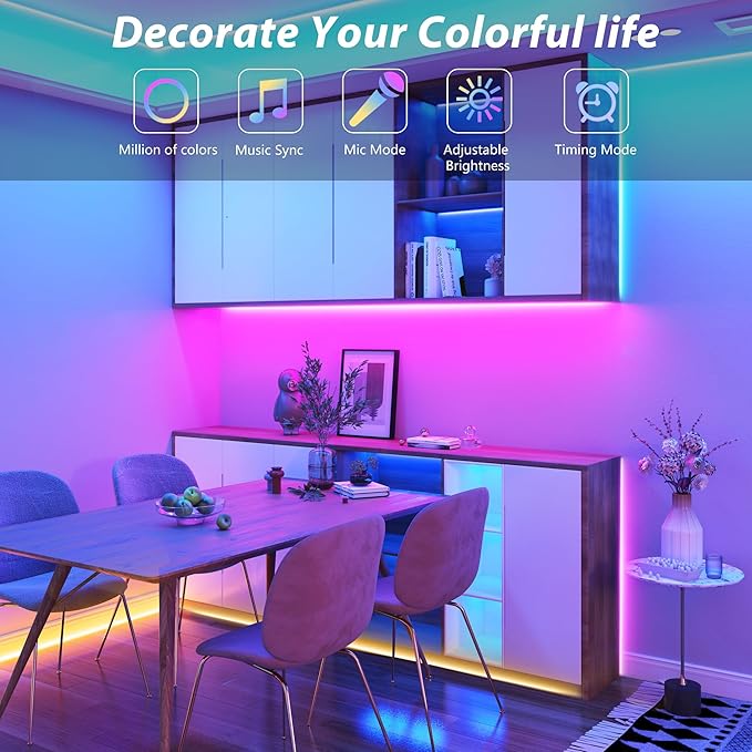 200ft Outdoor Led Strip Lights Waterproof, Ip68 Outside Led Light Strip Waterproof with Remote and App Control, Exterior Led Rope Lights Music Syne RGB Strip Lights for House Decor(2 * 100ft)