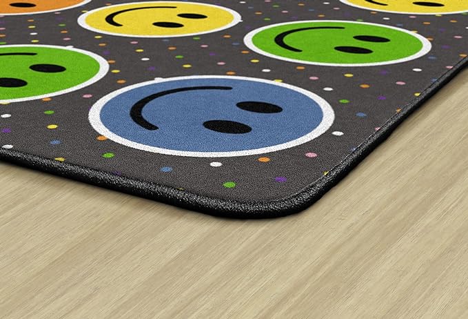 Flagship Carpets Smiley Seating (Seats 20) Classroom Area Rug or Educational Learning Mat, Kids Room or Playroom Carpet, 6' x 8'4", Gray/Multi