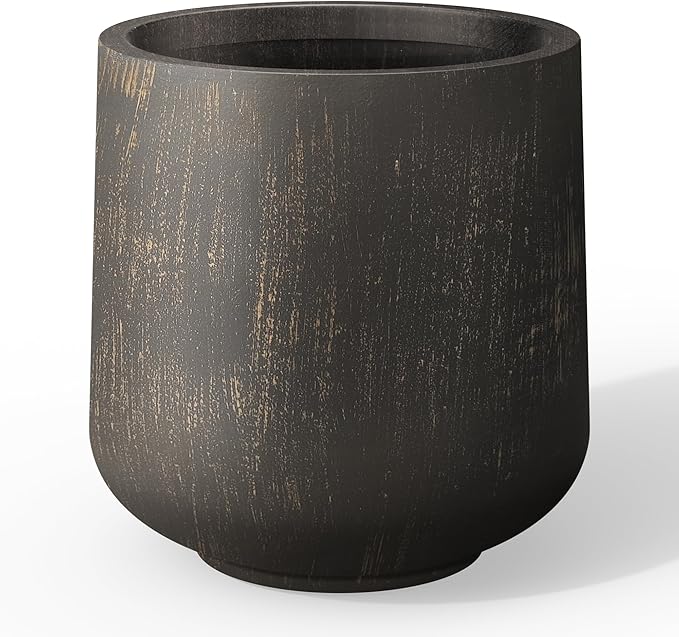 Kante 11.6" Dia Round Concrete Planter, Outdoor Indoor Large Plant Pots Containers with Drainage Hole and Rubber Plug for Home Garden Patio, Oil Rubbed Bronze