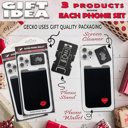 Phone Wallet - Adhesive Card Holder - Cell Phone Pouch - Stick on Lycra Pocket by Gecko - Carry Credit Cards and Cash
